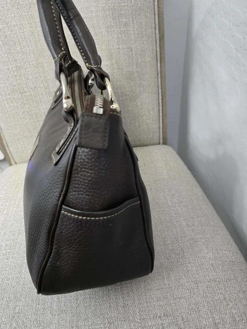 MCM EUC Vintage Dark Brown Pebbled Leather Shoulder Bag